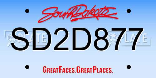 SD2D877 South Dakota License Plate
