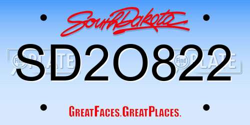 SD2O822 South Dakota License Plate
