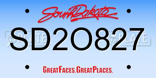 SD2O827 South Dakota License Plate