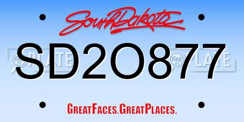 SD2O877 South Dakota License Plate