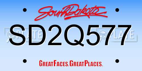 SD2Q577 South Dakota License Plate