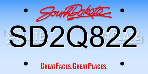SD2Q822 South Dakota License Plate