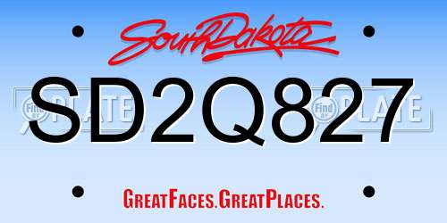 SD2Q827 South Dakota License Plate