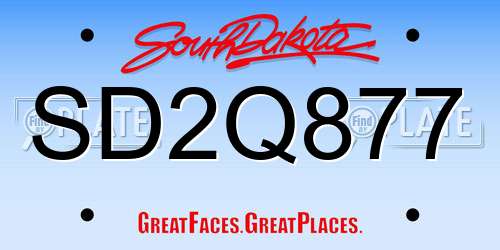 SD2Q877 South Dakota License Plate