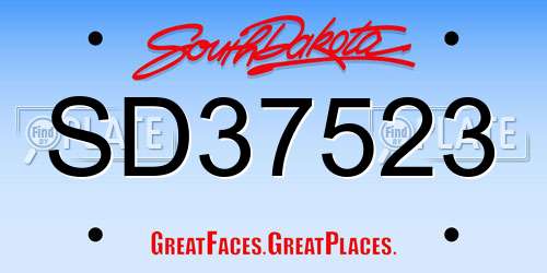 SD37523 South Dakota License Plate