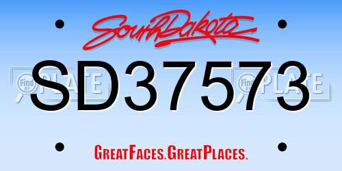 SD37573 South Dakota License Plate