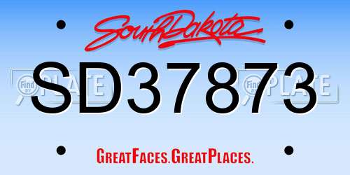 SD37873 South Dakota License Plate