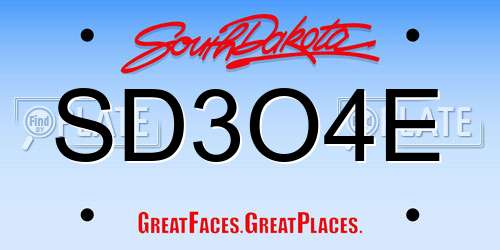 SD3O4E South Dakota License Plate