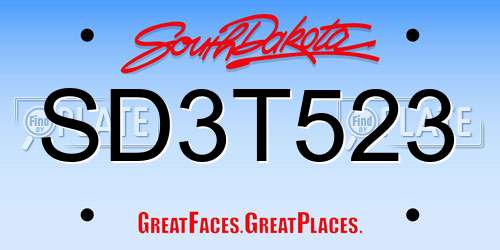 SD3T523 South Dakota License Plate
