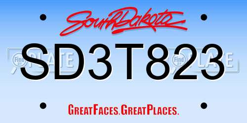 SD3T823 South Dakota License Plate