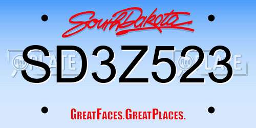 SD3Z523 South Dakota License Plate