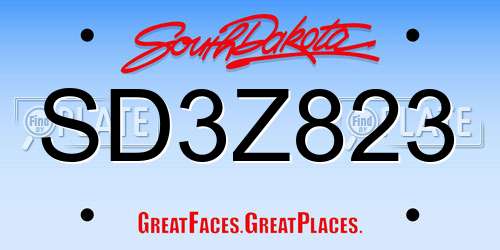 SD3Z823 South Dakota License Plate