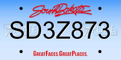 SD3Z873 South Dakota License Plate