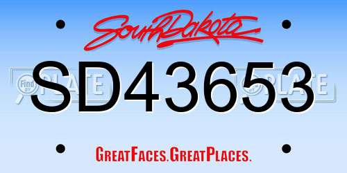 SD43653 South Dakota License Plate