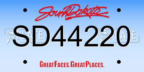 SD44220 South Dakota License Plate