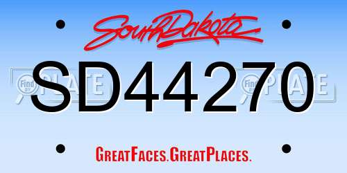 SD44270 South Dakota License Plate