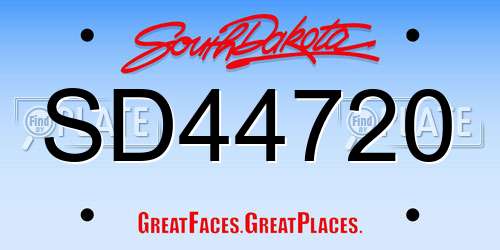 SD44720 South Dakota License Plate