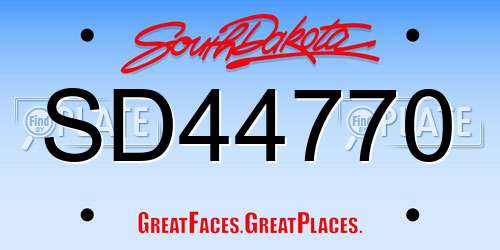 SD44770 South Dakota License Plate