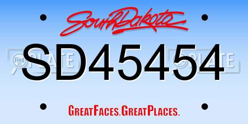 SD45454 South Dakota License Plate