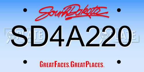 SD4A220 South Dakota License Plate