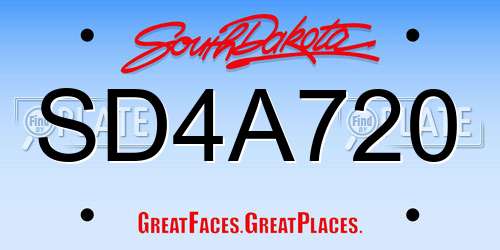 SD4A720 South Dakota License Plate