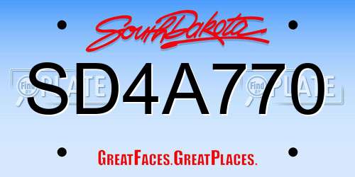 SD4A770 South Dakota License Plate