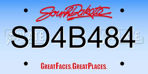SD4B484 South Dakota License Plate