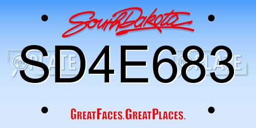 SD4E683 South Dakota License Plate