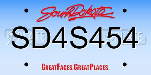SD4S454 South Dakota License Plate