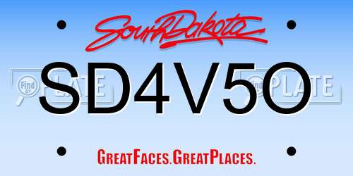SD4V5O South Dakota License Plate