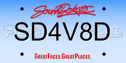 SD4V8D South Dakota License Plate