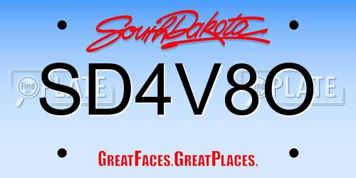 SD4V8O South Dakota License Plate