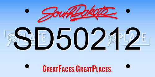 SD50212 South Dakota License Plate