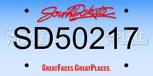 SD50217 South Dakota License Plate