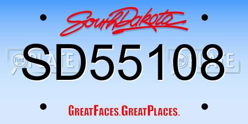 SD55108 South Dakota License Plate