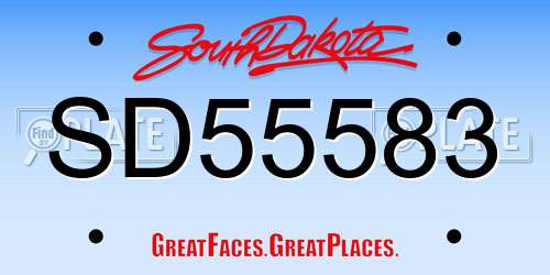 SD55583 South Dakota License Plate