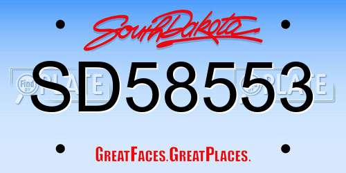 SD58553 South Dakota License Plate