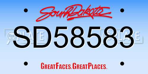 SD58583 South Dakota License Plate