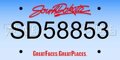 SD58853 South Dakota License Plate