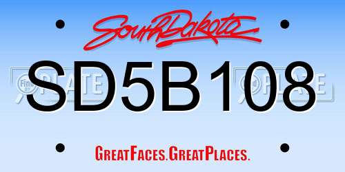 SD5B108 South Dakota License Plate