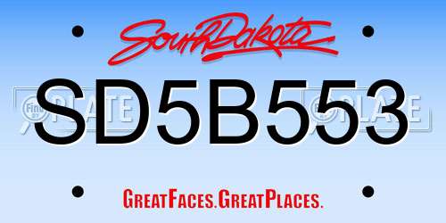 SD5B553 South Dakota License Plate