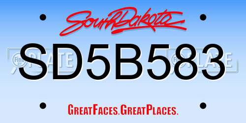 SD5B583 South Dakota License Plate