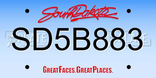 SD5B883 South Dakota License Plate