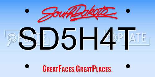 SD5H4T South Dakota License Plate