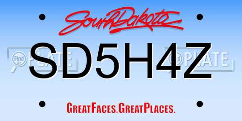 SD5H4Z South Dakota License Plate