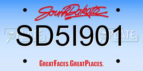 SD5I901 South Dakota License Plate