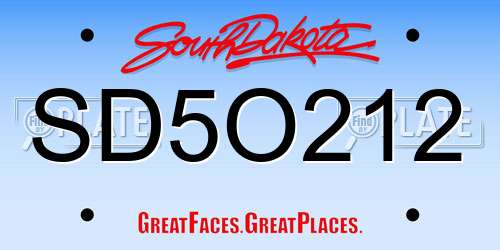 SD5O212 South Dakota License Plate