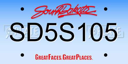 SD5S105 South Dakota License Plate
