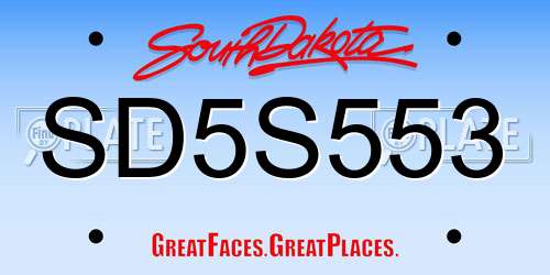 SD5S553 South Dakota License Plate