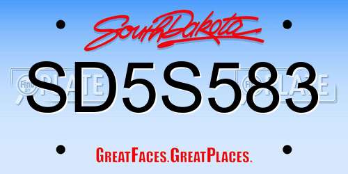SD5S583 South Dakota License Plate